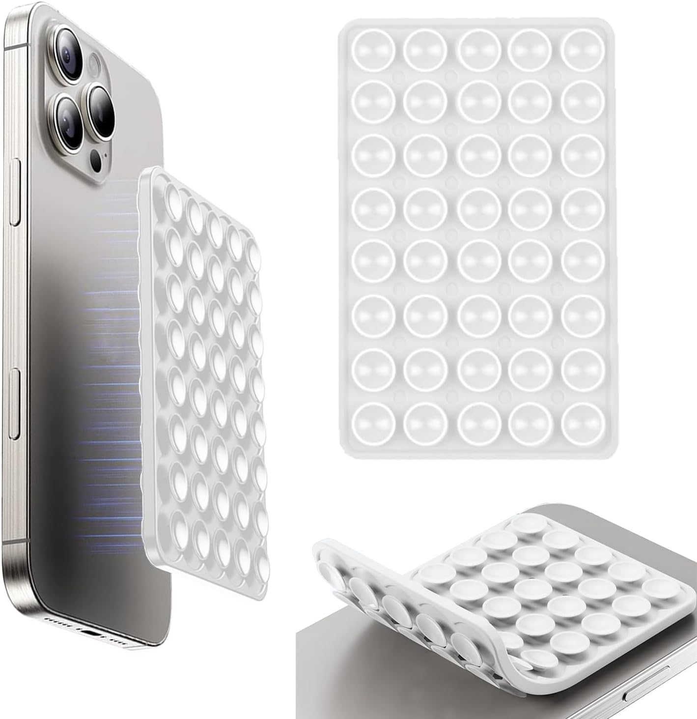 Double Sided Octo Buddy Suction Cup Phone Mount - Silicone Sticky Phone Grip with Higher Suction Power for Effortless Hands-Free Selfies & Videos, Octo Buddies Suction Phone case Suction Grip （White）