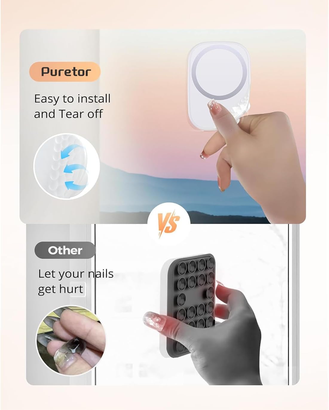 Magnetic Phone Suction Grip, Shower Phone Holder for MagSafe, Octo Phone Sticky Buddy Suction Grip for iPhone 16 15 14 13 12, Birthday Christmas for Women White