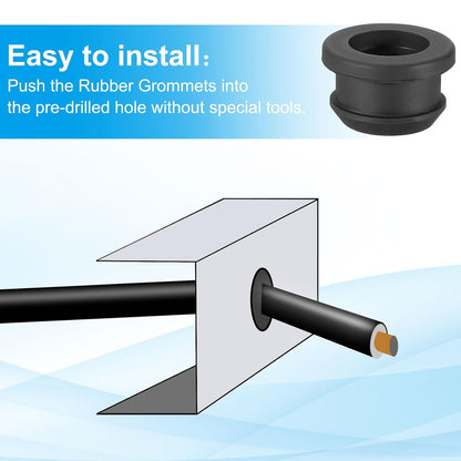 PATIKIL 18mm / 11/16 Inch Drill Hole,9/16 Inch ID Rubber Grommets, 12Pcs Top Hat Grommet for Wiring Eyelet Ring Gasket Automotive Firewall Cable Hole Plugs Wires Protection, Black