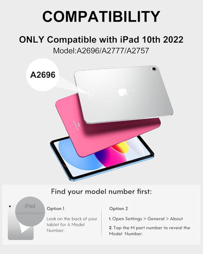 Keyboard Case for iPad 10th Generation 2022 10.9-inch - Rechargeable Detachable Wireless Bluetooth Keyboard - Smart Folio Cover with Pencil Holder for 10.9 inch Apple iPad 10th Generation, Grey