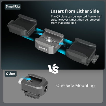 SmallRig HawkLock H18 Quick Release Support with Cold Shoe, Dual-Direction QR-Slide Cold Shoe Mount with Anti--Drop Pin & Silicone Pad, Load up to 1.8lb for LED Video Light, Microphone - 4500