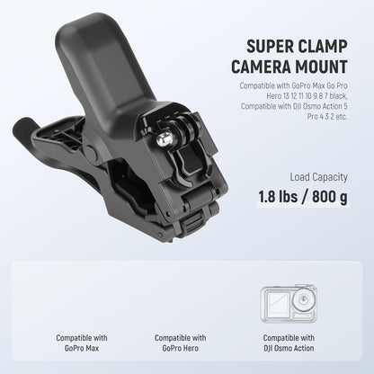 NEEWER Flexible Clamp Mount Compatible with GoPro DJI Action Cameras, Jaw Flex Super Clamp Holder, Desk Pole Clip Mount with Tube & Adapter Accessories for Photography & Video Recording, GP-80