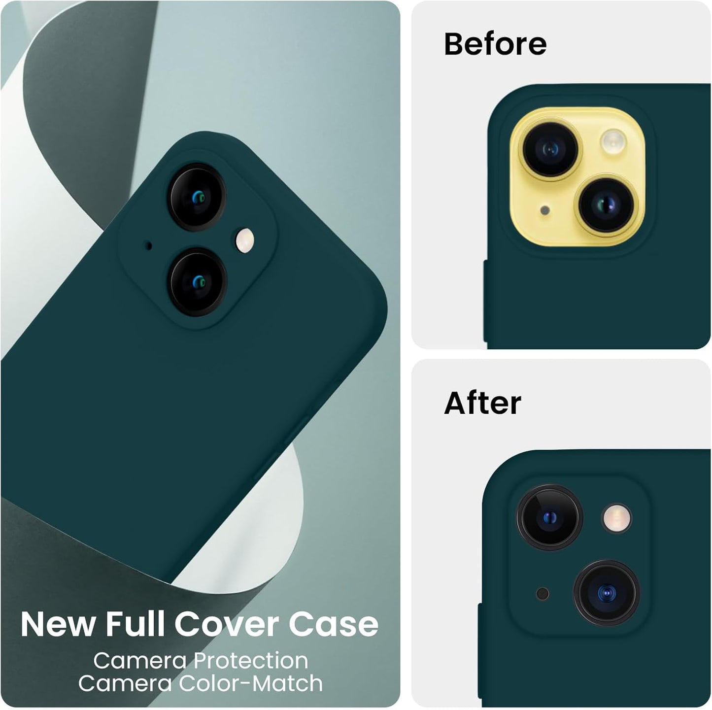 FireNova Designed for iPhone 14 Case, Silicone Upgraded [Camera Protection] Phone Case with [2 Screen Protectors], Soft Anti-Scratch Microfiber Lining Inside, 6.1 inch, Teal