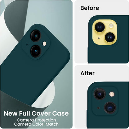 FireNova Designed for iPhone 14 Case, Silicone Upgraded [Camera Protection] Phone Case with [2 Screen Protectors], Soft Anti-Scratch Microfiber Lining Inside, 6.1 inch, Teal