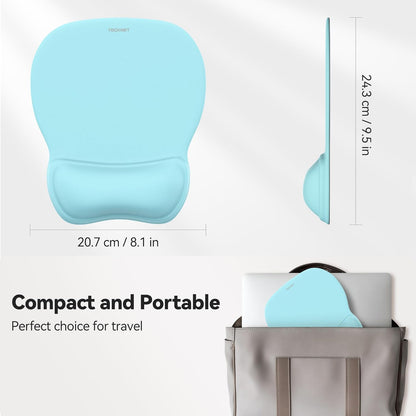 TECKNET Gel Mouse Pad with Wrist Rest, Ergonomic Office Mousepad with Wrist Support - Non-Slip & Smooth Surface Comfortable Desk Accessories Mat for Office, Gaming and Study - LT.Blue