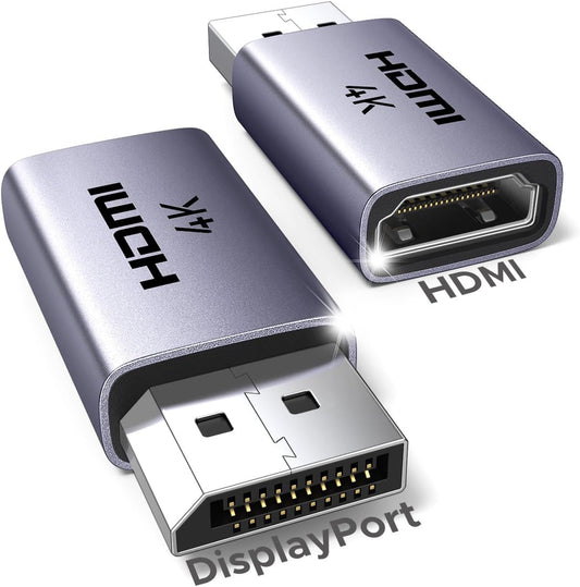 UGREEN 4K DisplayPort to HDMI 2-Pack Adapter Unidirectional Display Port 1.2 to HDMI 1.4 Male to Female Converter Aluminum Adapter Compatible with Desktop, Laptop, Monitor, HDTV, AMD, NVIDIA