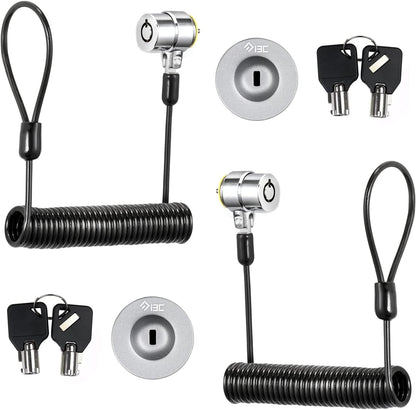 I3C Laptop Cable Lock Retractable Hardware Security Cable Lock with Anchor Plate Compatible with Laptop, Smart Phone, Tablet, and Other Electronic Products (Silver 2pack)