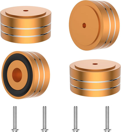 Tertullus 4 Pcs Speaker Feet Isolation 40x20mm Turntable Feet Aluminum Platform Speaker Spike Stand Floor Protectors Dampening Pad with Rubber Ring for Hi-fi Equipments