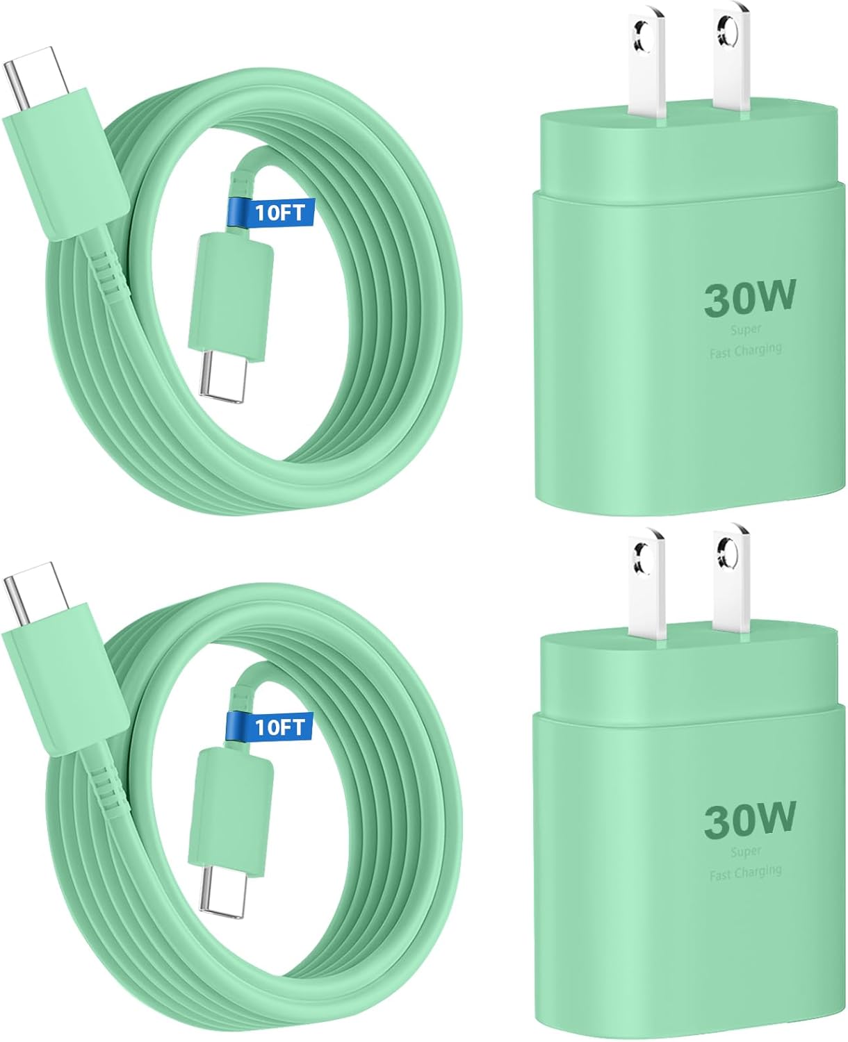 Phone 15 Pra Max Charger Fast Charging,30W USB C Phone 15 Fast Charger Block &10FT Long Type C Cable Cord for Phone 15/15 Pro Max/15 Pro/15 Plus/Pro 12.9/11 inch,S24 Ultra,Green