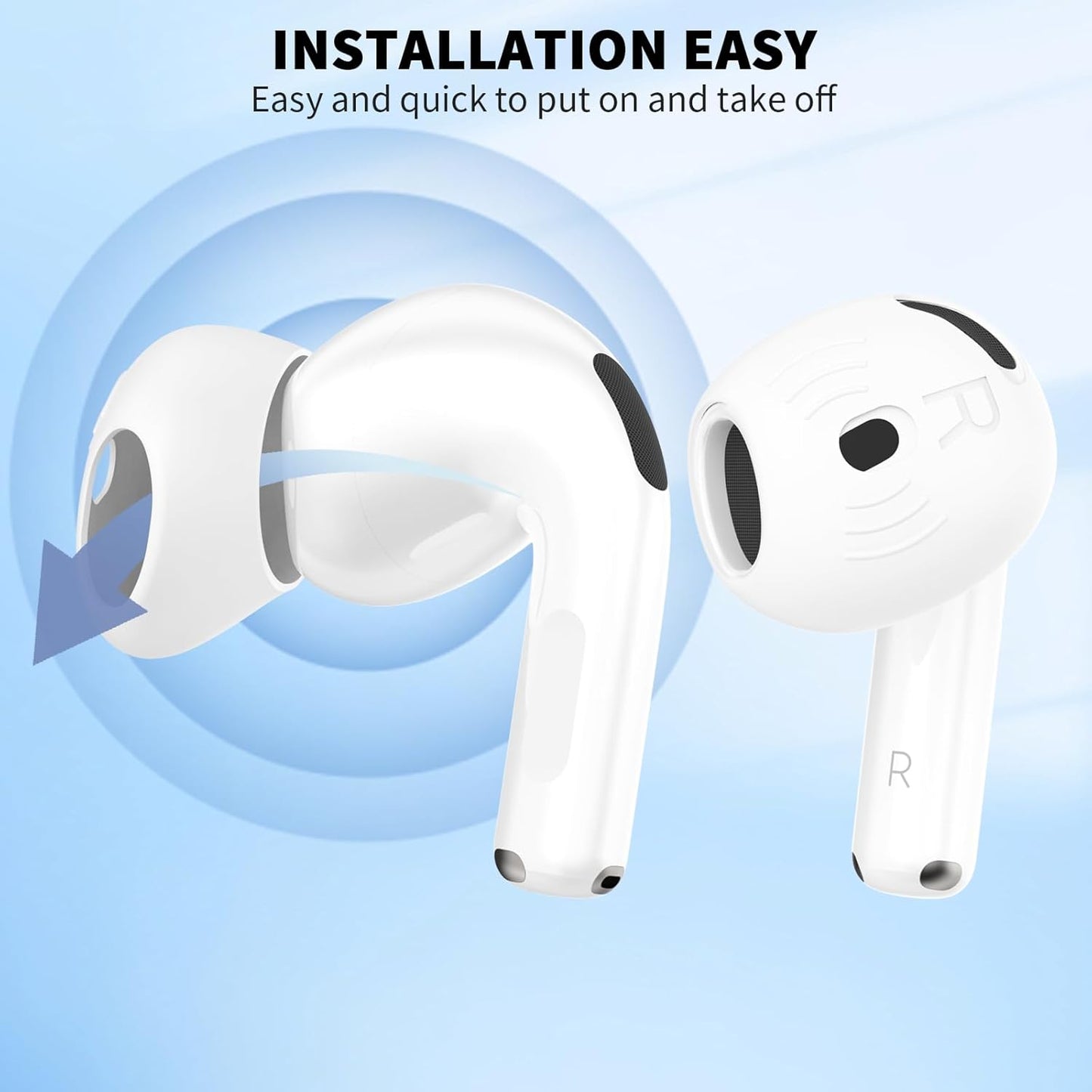 [5 Pairs] for AirPods 4 Ear Tips Covers Sport Anti Slip Anti Scratche Skin Soft Silicone Eartip AirPods 4 Gen Earbuds Accessories Compatible with Apple AirPods 4th Generation (White)