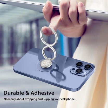Phone Grip, Phone Ring Holder Finger Kickstand, Foldable & Adjustable Double Metal Cell Phone Rings Gripper Stand for iPhone Samsung &Other Phones - White Marble