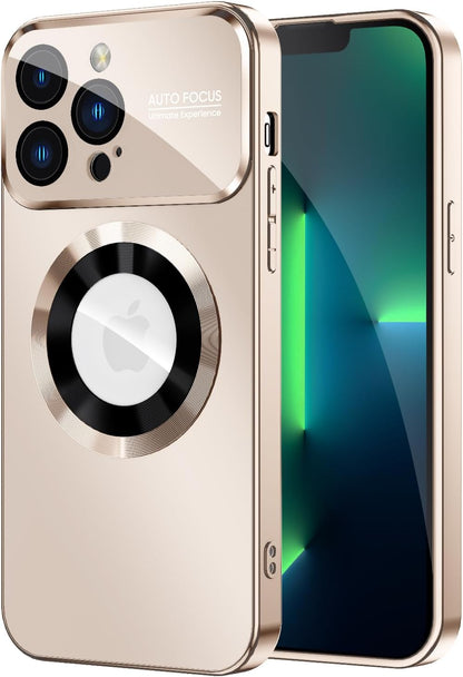 Magnetic for iPhone 13 Pro Case, Built-in Camera Lens Protector, Compatible with MagSafe, Logo View, Military Grade Protective Phone Cover, Desert Titanium