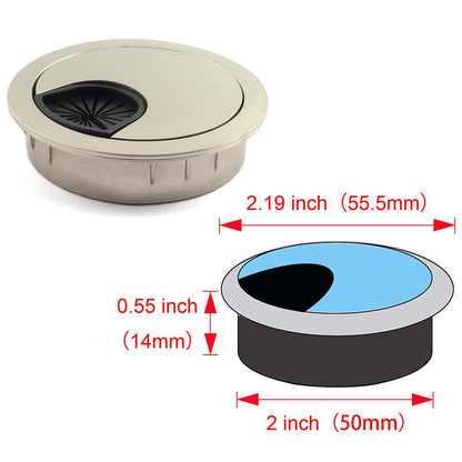 HJ Garden 1pcs 2 inch (50mm) Metal Desk Grommets for Managing and Hiding Wire Cord Cable Hole Cover Office PC Desk Cable Cord Organizer Zinc Alloy Cover Champagne