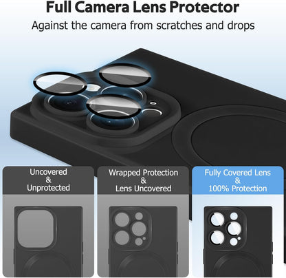 Designed for iPhone 15 Pro Case Compatible with Magsafe Cover Camera Lens Protector Military Grade Protection Shockproof Soft TPU Slim Magnetic Phone Case for iPhone 15 Pro Black