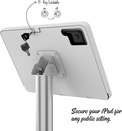 Tablet Floor Stand, Anti-Theft, Rotate Lockable Metal Tablet Enclosure+Aluminum Pole+Metal Base, Compatible with 10.9" iPad 10th, Pro 11" 1 2 3 4, Air 4 5, Air 11", iPad 11"(A16)