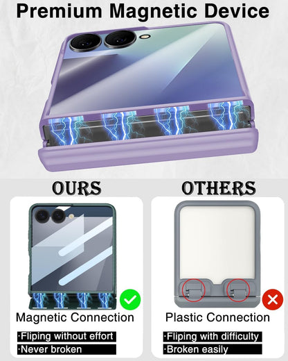 STORMTAL for Samsung Galaxy Z Flip 7 Case, Hinge Protection, Built-in Screen Protector, Wireless Charging, Shockproof, Slim Rugged Phone Protective Case for Galaxy Z Flip 7 Purple