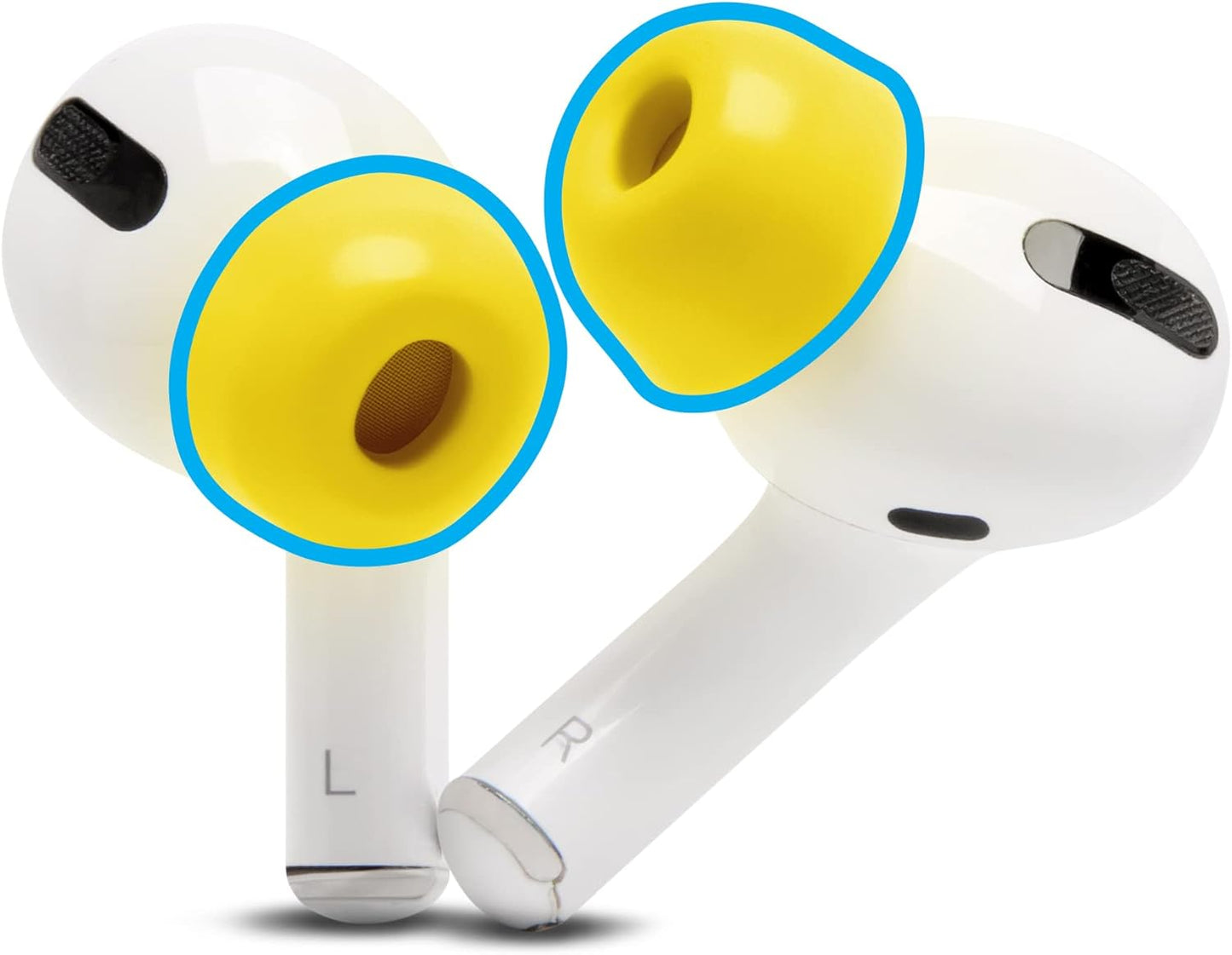 WC TipZ - Upgraded Memory Foam Ear Tips for Airpods Pro Made by Wicked Cushions | Improved Comfort, Tighter Seal, Better Foam Rebound Time | Fits Perfectly in Charging Case | Neon Yellow