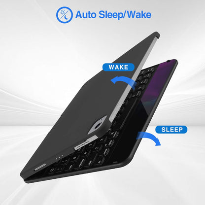 ProCase 360° Rotation Keyboard Case for iPad Air 11" (M3/M2) 2025/2024/Air 5th/4th 10.9" 2022 2020/ iPad Pro 11" 2022 2021 2020 2018, Wireless Keyboard with 7 Colors Backlit, Auto Sleep/Wake -Black