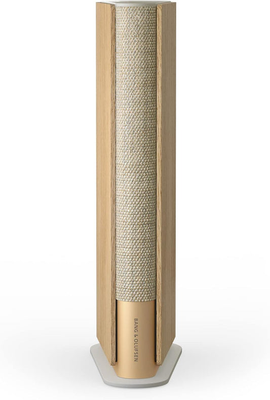Bang & Olufsen Beosound Emerge Bookshelf Wi-Fi Speaker, Gold Tone/Light Oak