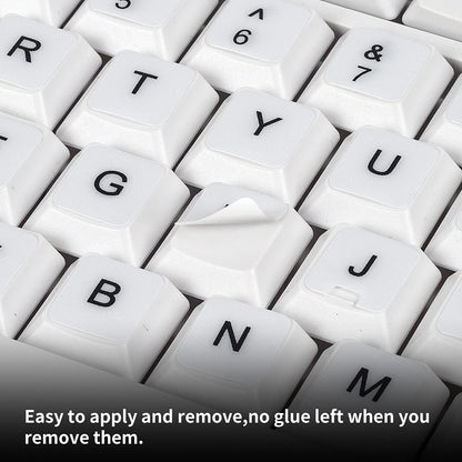 (2PCS Pack) English Keyboard Stickers, Universal Keyboard Replacement Letters English White Background with Black Lettering for Laptops Computer, Matte Keyboard Alphabet Stickers -White