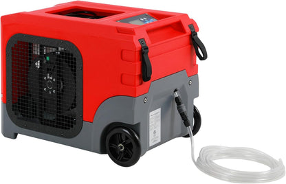 Mounto MOUNTO 268Pints LGR Commercial Compact Dehumidifier with Pump and Drain Hose, LGR Portable Dehumidifier with wheels for Home, Basements, Garages, and Job Sites (Red)