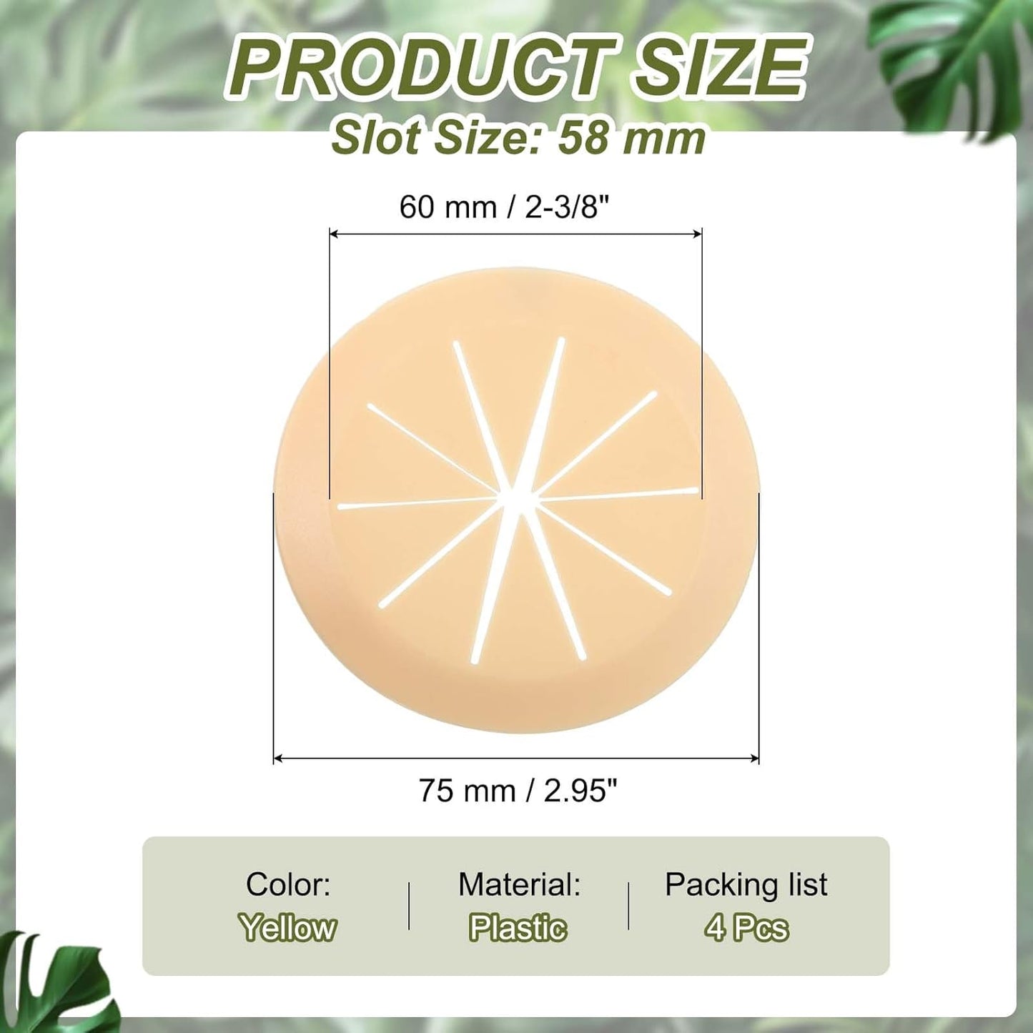 PATIKIL Desk Grommet 2-3/8", 4 Pcs Round Cable Grommet Cord Hole Cover with Adhesive Tape Flexible Table Wire Organizer for Office Home Table Countertop, Yellow