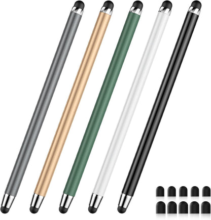 Stylus Pen for Touchscreen,5 PCS Stylus,2-in-1 Stylus Pen for iPad, High Sensitivity Precision Suitable for All Touch Screens of iPhone/ipad/Android Tablet(Black/White/Gray/Gold/Dark Green)