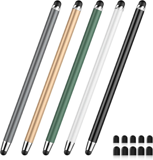Stylus Pen for Touchscreen,5 PCS Stylus,2-in-1 Stylus Pen for iPad, High Sensitivity Precision Suitable for All Touch Screens of iPhone/ipad/Android Tablet(Black/White/Gray/Gold/Dark Green)