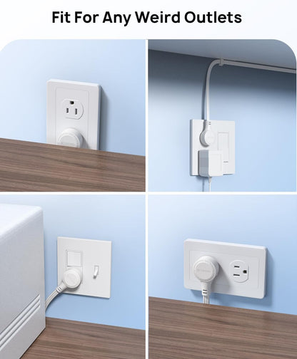 TROND Flat Extension Cord 6ft with 360° Rotating Plug, Low Profile Small Power Strip, 3 Prong Grounded Outlets Cube, 13A, SPT 16/3 Gauge Cable, for Indoor Home Office Cruise Travel Essentials, White