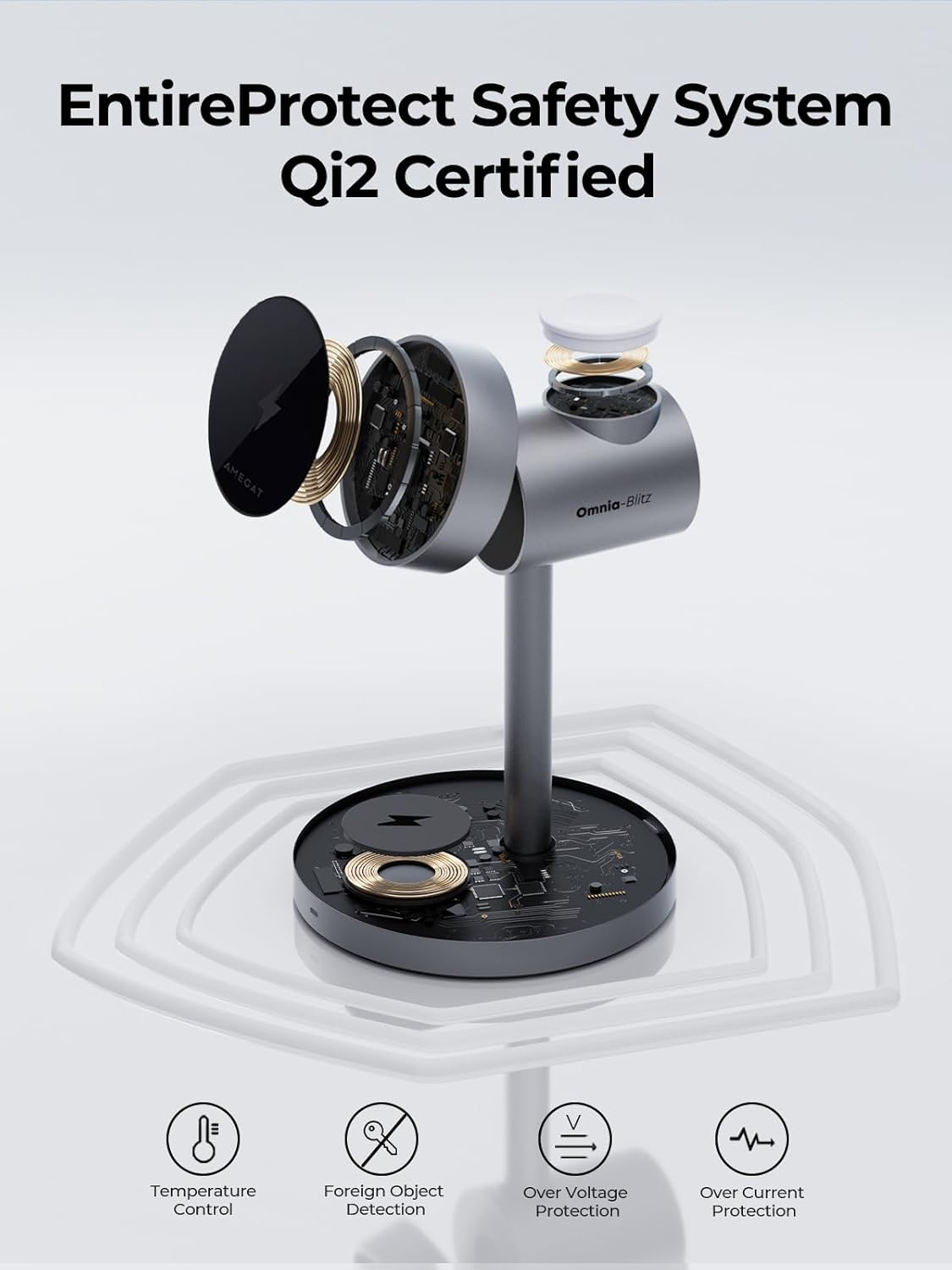 MagFusion 3-in-1 Charging Station Compatible with MagSafe, Qi2 Certified 15W Magnetic Wireless Charger Stand, for iPhone 16/15/14/13/12 Series, Apple Watch, AirPods(30W PD Charger Included)