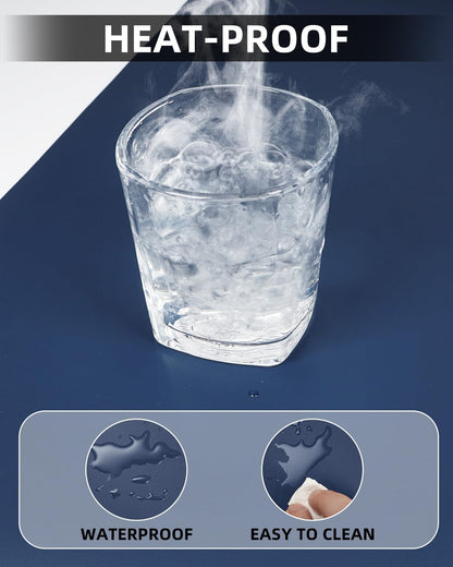 Non-Slip Desk mat,PULeather Desk Pad Protector, Office Desk Mat, Large Mouse Pad,Desk Blotter, Laptop Desk Pad, Waterproof Desk Writing Pad for Office and Home (Midnight Blue, 35.4" x 17")