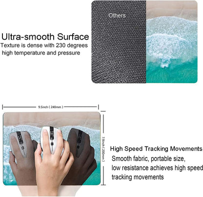 Beach Mouse Pad Custom Design, Square Waterproof Non-Slip Rubber Base Mouse Pad for Office Laptop, 9.5"x7.9"x0.12" Inch (Sea Waves)
