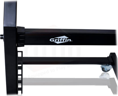 GRIFFIN 19U Rack Mount Rolling Stand (StudioZ PROSteel Series) & Adjustable Mixer Platform Rails – Cart Holder for Audio Music Recording Cabinet – Stage Equipment DJ Gear Storage Case for Amplifier