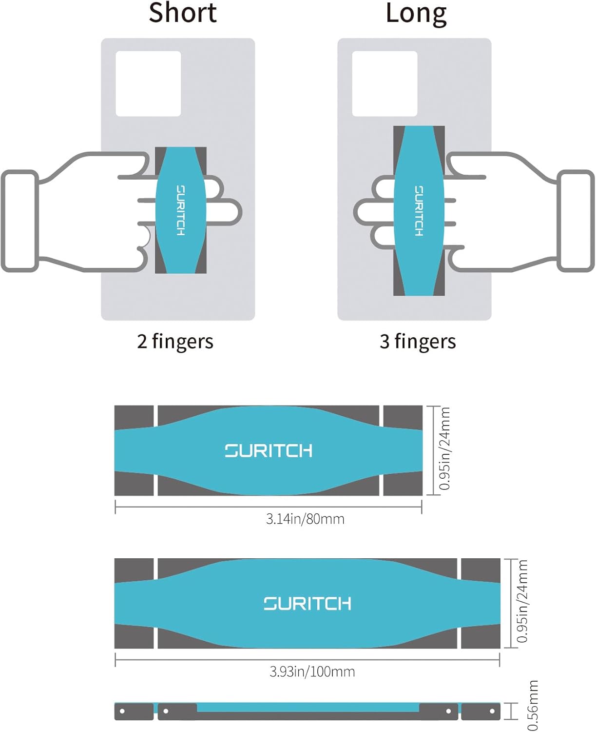 SURITCH Phone Grip Strap Finger Loop Holder for Back of Phone, 2-in-1 Soft Silicone Gripper Kickstand for iPhone Samsung and Most Cell Phone Cases, 3.15" Black