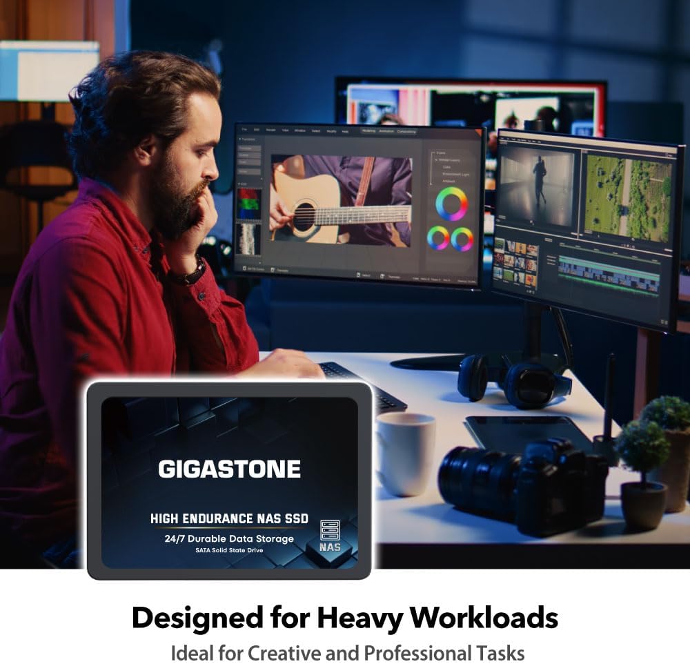 Gigastone 1TB NAS SSD Drive (24-Pack) 24/7 Durable TLC High Endurance RAID Data Storage Network Attached Storage 2.5" SATA Internal Solid State Hard Drives