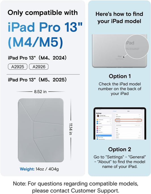 MOFT Dynamic Folio Case for iPad Pro 13-inch(M5 2025/M4 2024), Silm Magnetic Stand Case with 20+ Viewing Angles, Auto Wake/Sleep, Ultra Thin, Cement x Sapphire