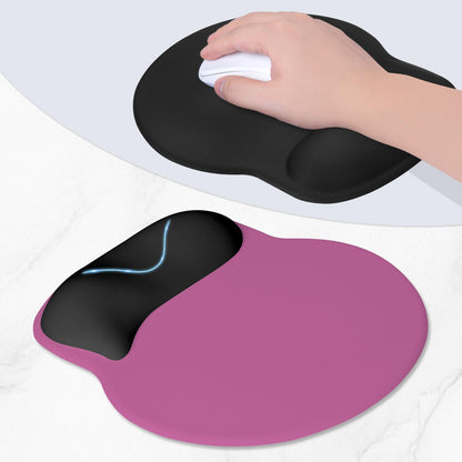 ITNRSIIET Ergonomic Mouse Pad with Wider Memory Foam Wrist Rest +17% - Curved Cushion Reduces Pressure 20%, Pain Relief, Non-Slip, Smooth, Cute Colors, 9.85 x 9 in, Black-Pink Contrast