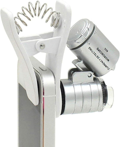 1Pcs Universal Led Clip Mobile Phone Microscope Magnifier Micro-Lens 60X Optical Zoom Telescope Camera Lens