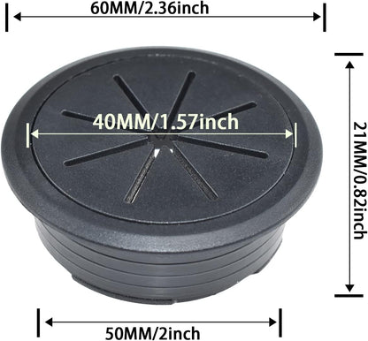 Aifeier ET 2PCS Desk Grommet 2 Inch/50mm Rubber Cable Wire Grommet Cable Hole Cover for Managing and Hiding Office PC Desk Cable Cord (Black)