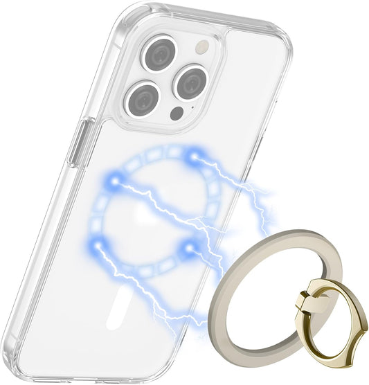 PROfezzion Thin Metal Ring Holder for MagSafe, Removable Strongest Magnetic Phone Grip for iPhone 16 15 14 13 12 Pro Max Plus with Mag-Safe Case [Not for Regular Case] [MagSafe Car Mount Compatible]