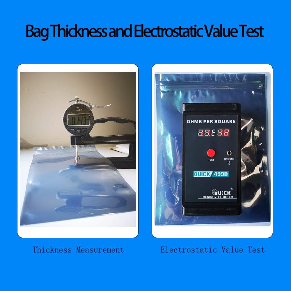 100pcs 5.9x7.87in/15x20cm Anti Static Bags,Premium ESD bags Resealable for 3.5'' SSD HDD with 100pcs Labels, Anti-static Bags for Hand Drive or Varieties of Electronic Device