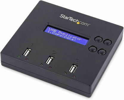 StarTech.com Standalone 1 to 2 USB Flash Drive Duplicator / Cloner / Eraser, Multiple USB Thumb Drive Copier / Sanitizer, System File / Sector-by-Sector Copy, 1.5 GB/min, 3-Pass Erase, LCD, TAA