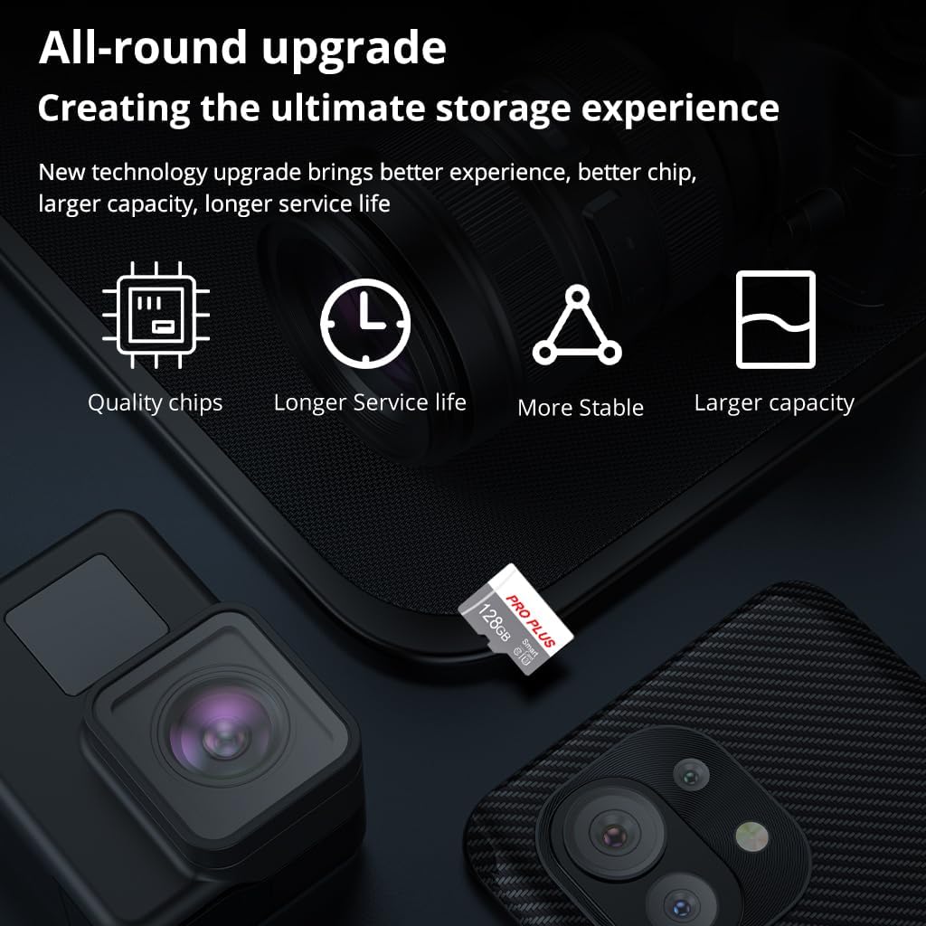 2 Pack TF Card 128GB with Adapter, High Speed Memory Card, UHS-I C10 A1 Memory TF Card for Tablet/Mobile Phone/Camera/Car Audio/Game Console (TF183 White Gray 128GB)