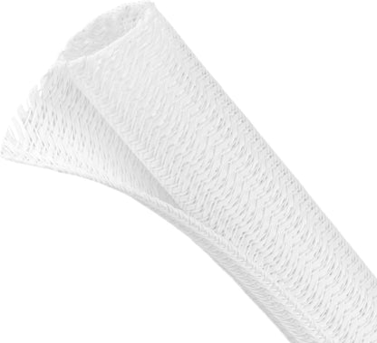 Split Wire Loom Tubing, Cable Protector Sleeve, Braided Cable Management for TV/Computer/Home Theater/Engine Bay, Cord Protectors from Pets No Chew (White, 1/8"-10ft)