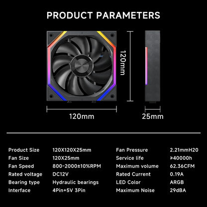 Jungle Leopard Galaxy 120mm PC Reverse Blade Case Fans, ARGB and PWM Cooling Fan PC, Axle Core Double Ring CD Pattern Module Computer Fans, Daisy-Chain 5V RGB Fan (Black 3 Pack)