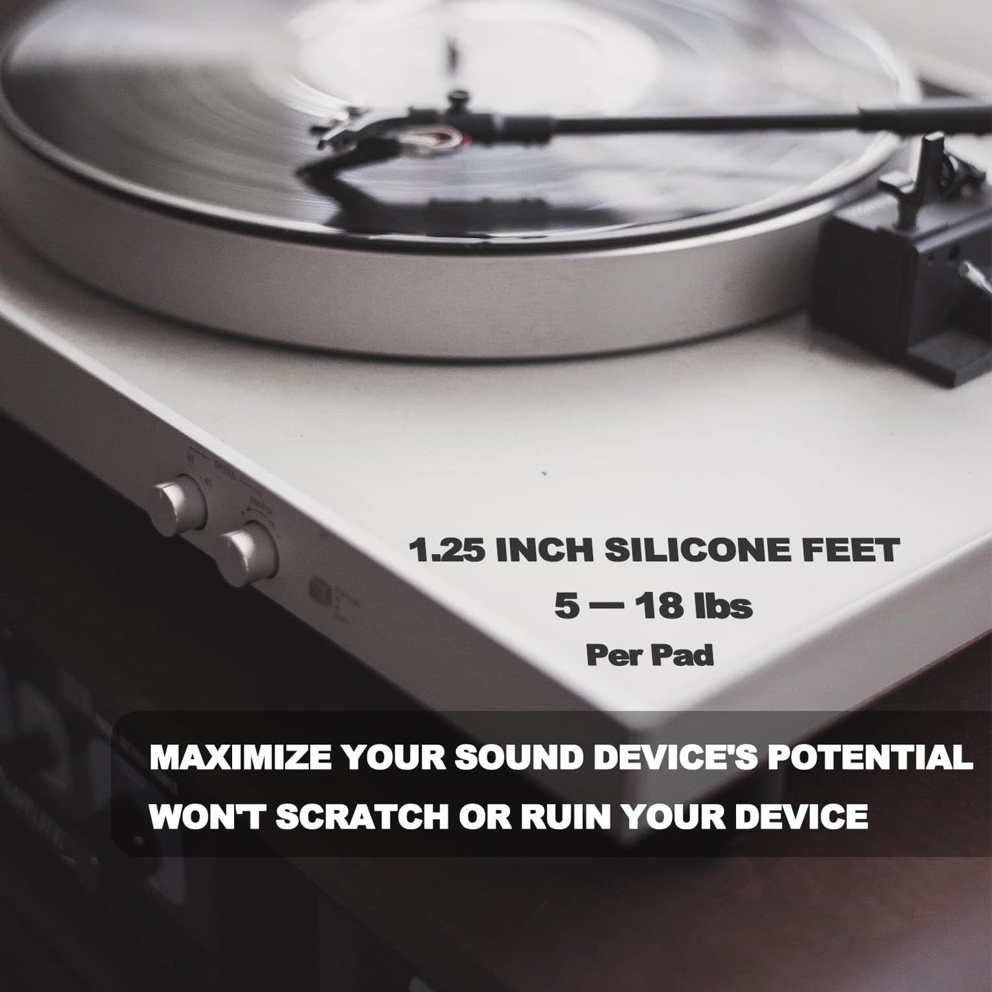 1.25" Silicone Hemisphere Bumpers Isolation Feet Rubber Non-Skid Speaker Pads with Adhesive Record Player Isolation Pads for Small Speaker Spikes,Turntable,Amplifiers, Subwoofer,Monitors,Decks 16 PCS