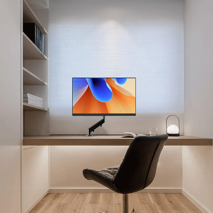 Gas Spring Monitor Arm 32 Inch,Adjustable Single Monitor Desk Mount with Swivel/Tilt/Rotation,Computer Monitors Stand Holder with Clamp/Grommet Mounting Base, VESA Mount Bracket