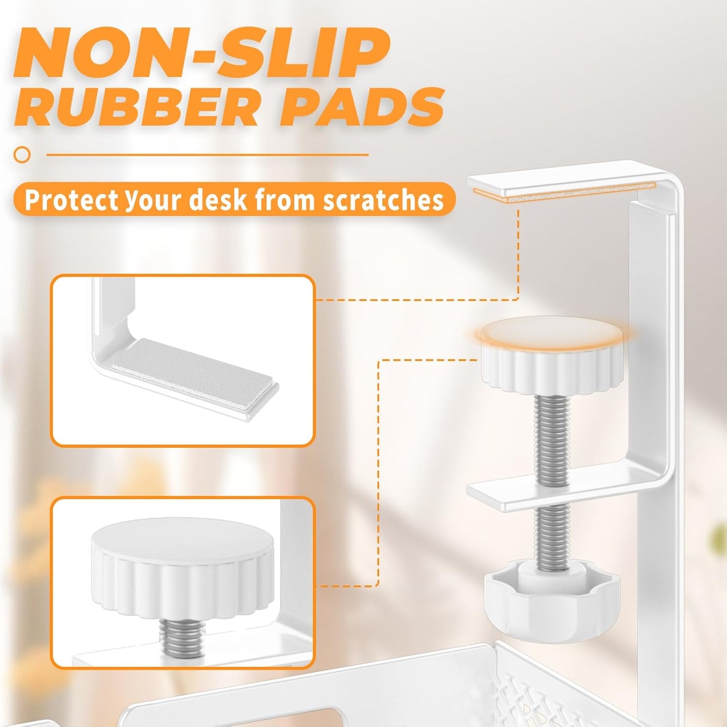 Under Desk Cable Management Tray, 15.7'' No Drill Steel Desk Cable Organizers, Wire Management Tray Cable Management Rack (2 Packs-White)