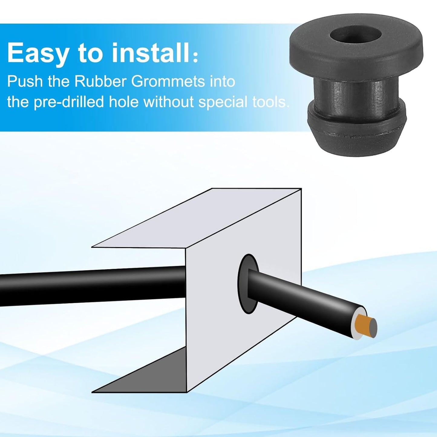 PATIKIL 7mm / 1/4 Inch Drill Hole,3/16 Inch ID Rubber Grommets, 15Pcs Top Hat Grommet for Wiring Eyelet Ring Gasket Automotive Firewall Cable Hole Plugs Wires Protection, Black