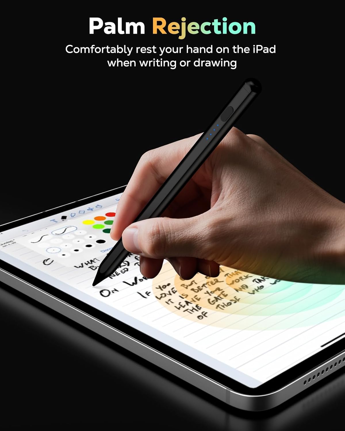 MoKo Pencil for iPad (A16) 11th 10th Gen, Stylus Pen for 2018-2025 Apple iPad 11/10/9/8/7/6/A16, Mini 7/6/5, Air M3/M2 11"/13"/5/4/3, Pro M4 13"/12.9"/11" Tilt Sensitivity, USB-C Fast Charging,Black